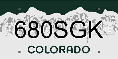 680SGK Colorado License Plate