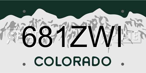 681ZWI Colorado License Plate