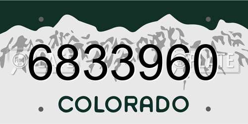 6833960 Colorado License Plate