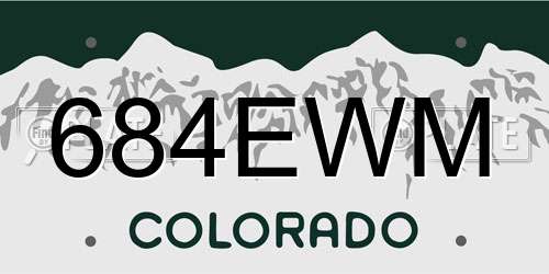 684EWM Colorado License Plate