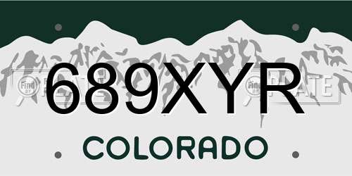 689XYR Colorado License Plate