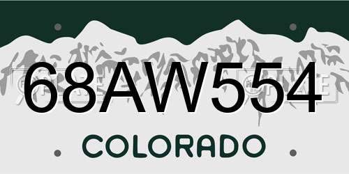 68AW554 Colorado License Plate