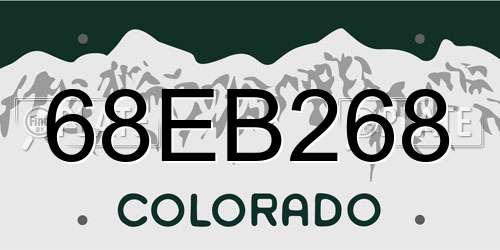 68EB268 Colorado License Plate