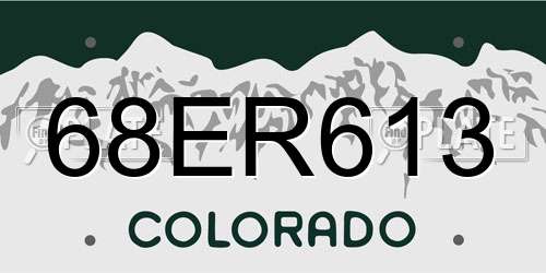 68ER613 Colorado License Plate