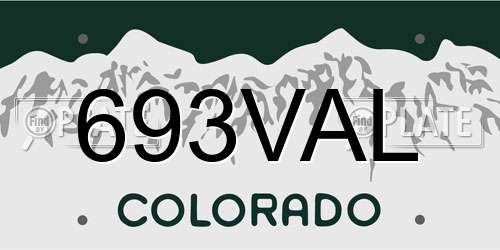 693VAL Colorado License Plate