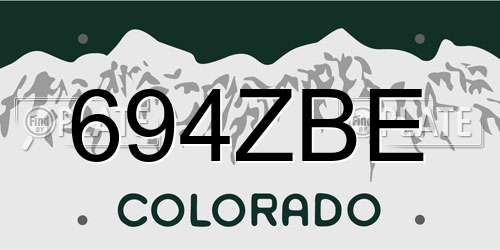 694ZBE Colorado License Plate