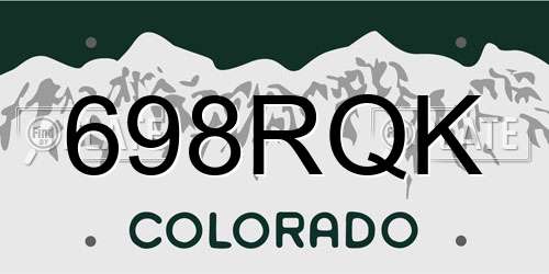 698RQK Colorado License Plate