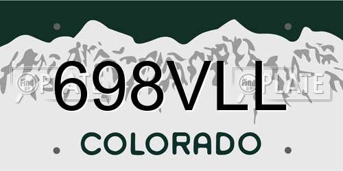 698VLL Colorado License Plate
