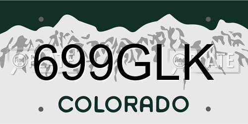 699GLK Colorado License Plate