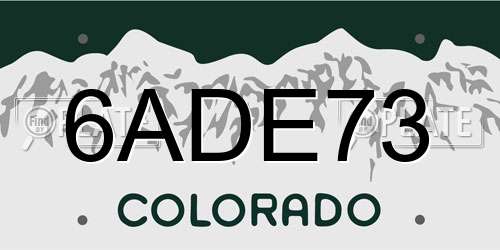 6ADE73 Colorado License Plate