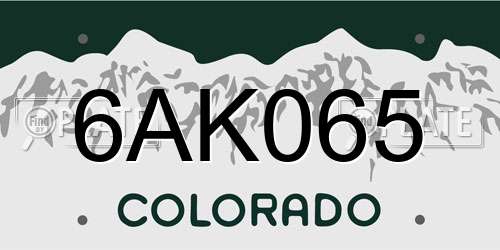 6AK065 Colorado License Plate