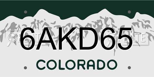 6AKD65 Colorado License Plate