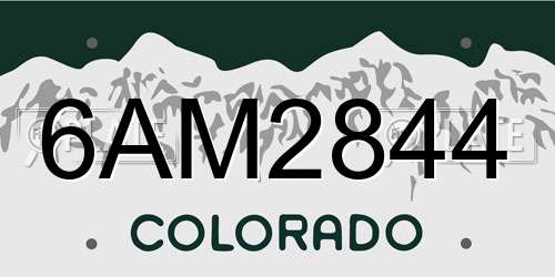 6AM2844 Colorado License Plate