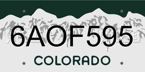 6AOF595 Colorado License Plate