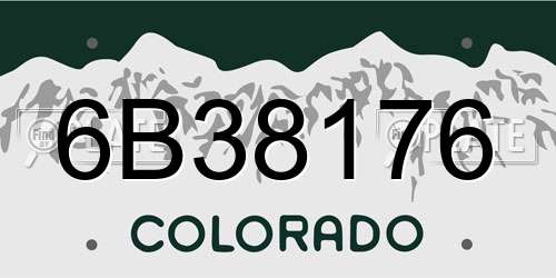 6B38176 Colorado License Plate