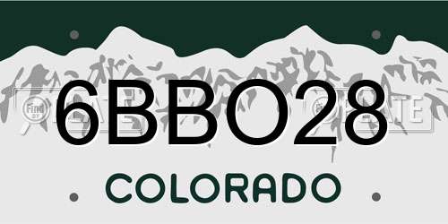 6BBO28 Colorado License Plate