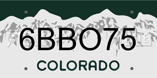 6BBO75 Colorado License Plate