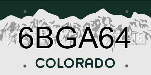 6BGA64 Colorado License Plate