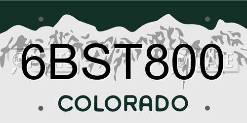 6BST800 Colorado License Plate