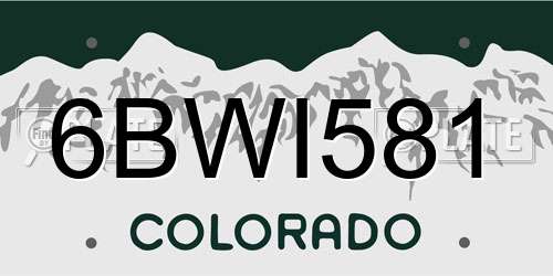 6BWI581 Colorado License Plate