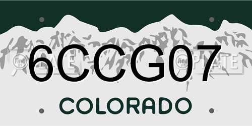 6CCG07 Colorado License Plate