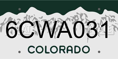 6CWA031 Colorado License Plate