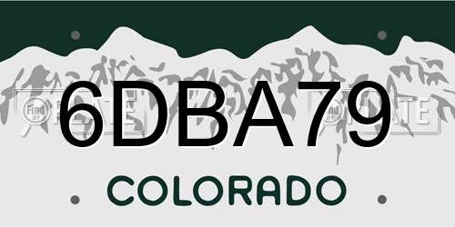 6DBA79 Colorado License Plate