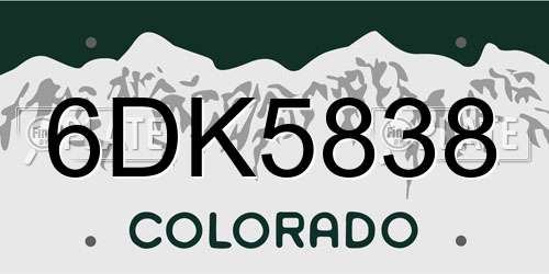 6DK5838 Colorado License Plate