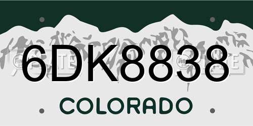 6DK8838 Colorado License Plate