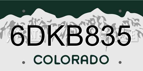 6DKB835 Colorado License Plate