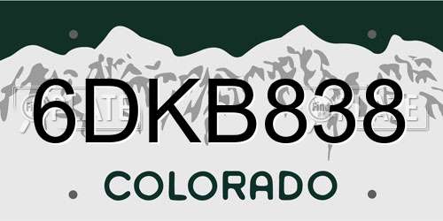 6DKB838 Colorado License Plate