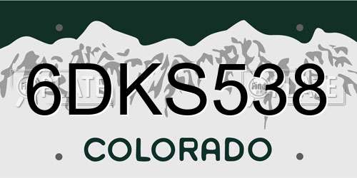 6DKS538 Colorado License Plate