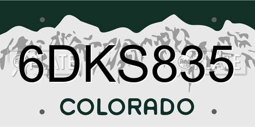 6DKS835 Colorado License Plate