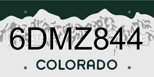 6DMZ844 Colorado License Plate