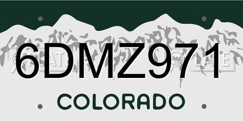 6DMZ971 Colorado License Plate