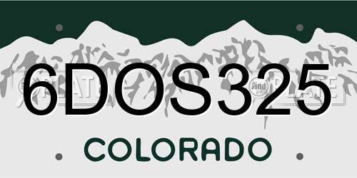 6DOS325 Colorado License Plate