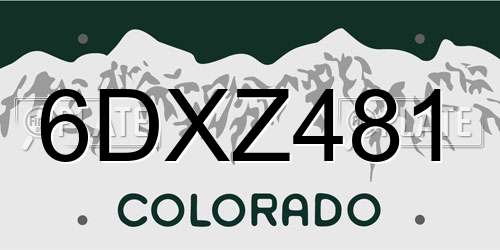 6DXZ481 Colorado License Plate