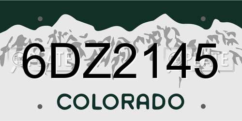 6DZ2145 Colorado License Plate