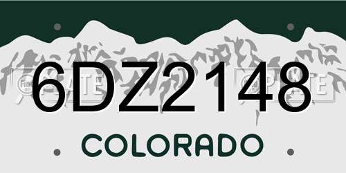 6DZ2148 Colorado License Plate