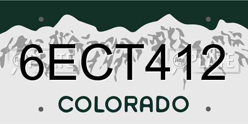 6ECT412 Colorado License Plate