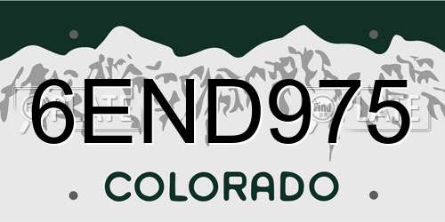 6END975 Colorado License Plate