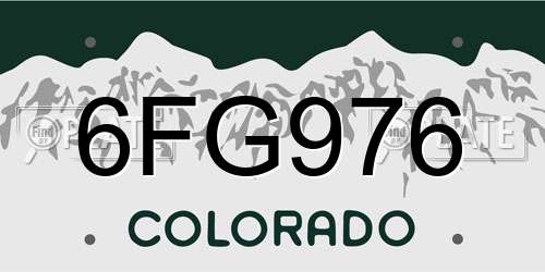 6FG976 Colorado License Plate
