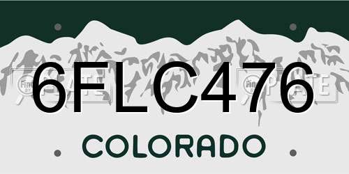 6FLC476 Colorado License Plate