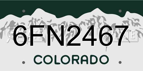 6FN2467 Colorado License Plate