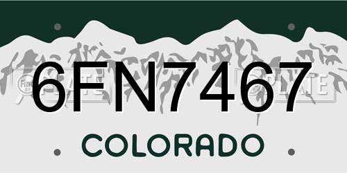 6FN7467 Colorado License Plate