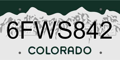 6FWS842 Colorado License Plate