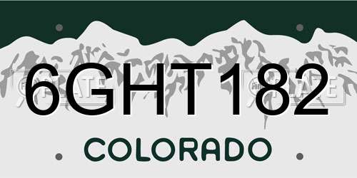 6GHT182 Colorado License Plate