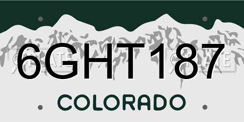 6GHT187 Colorado License Plate