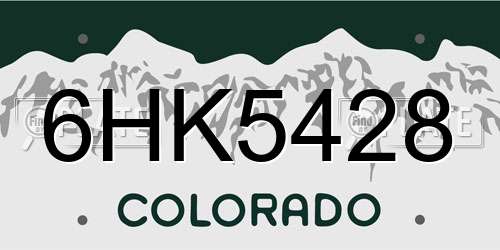 6HK5428 Colorado License Plate