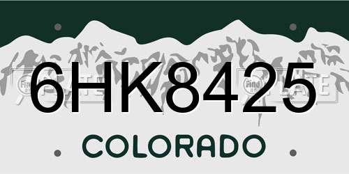 6HK8425 Colorado License Plate